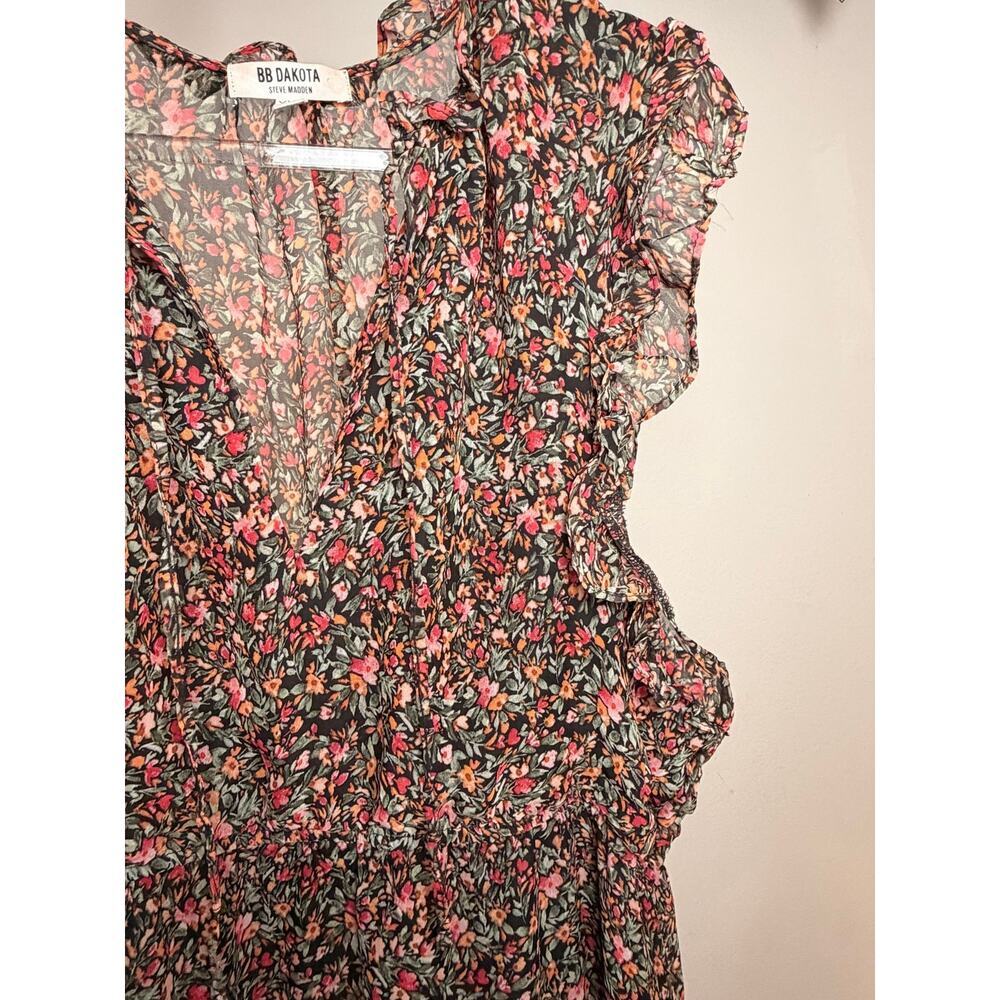 BB Dakota Steve Madden Floral Ruffle Tiered Midi Dress XXL Multi Color Boho - Picture 6 of 8
